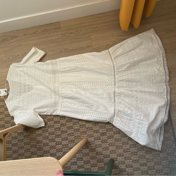 Zara White Eyelet Madison tiered Midi Dress - Picture 2 of 5